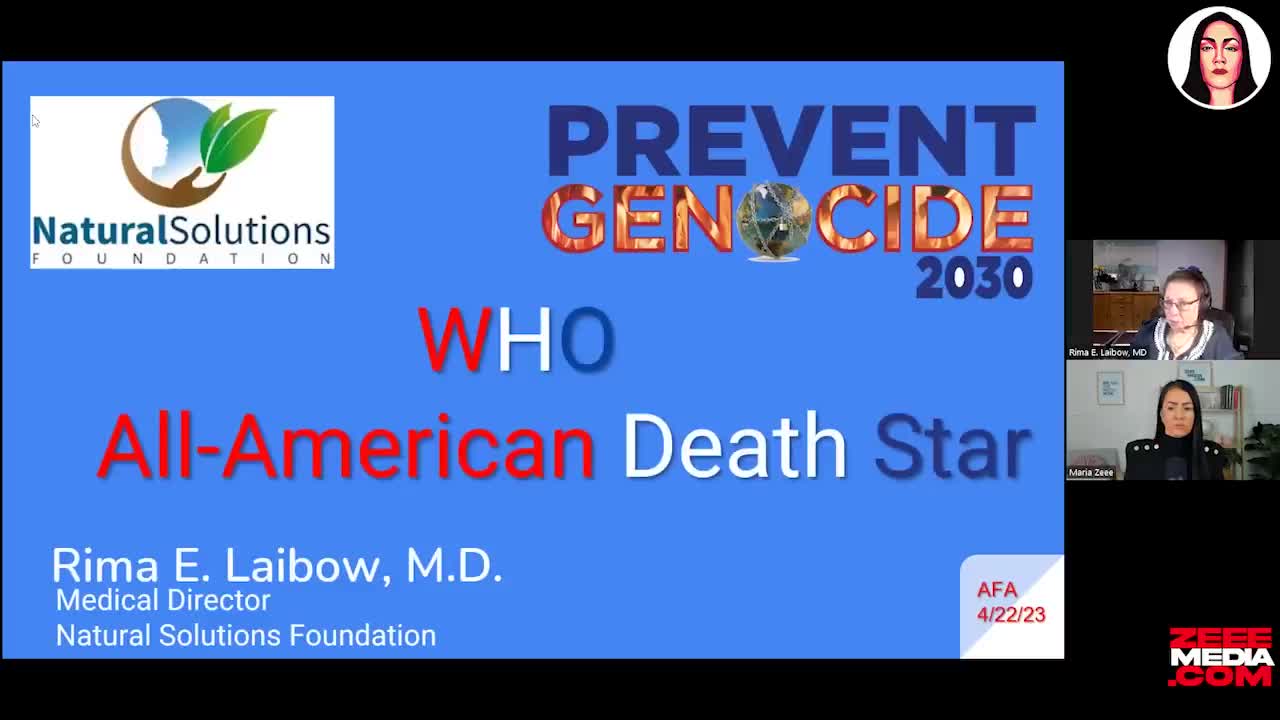 @ 00:31:24, Prevent Genocide 2030; WHO  All-American Death Star.